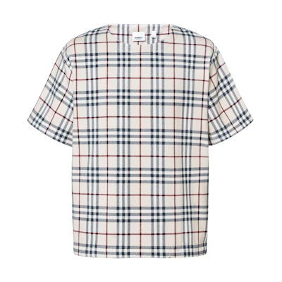 Burberry SS23 Check Crewneck Short Sleeve T-Shirt Beige. 80741741