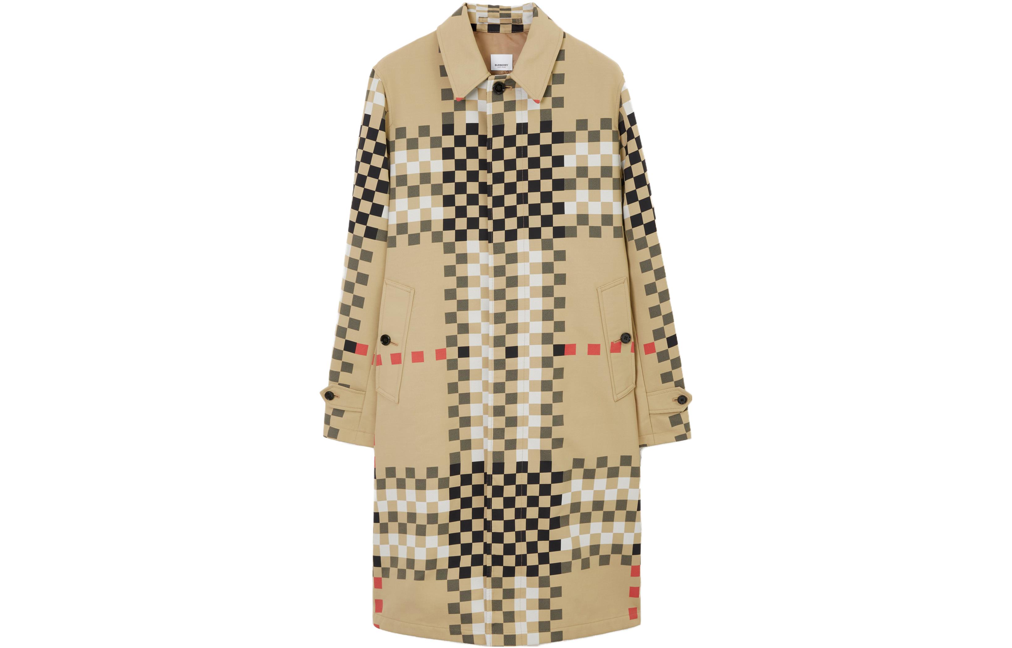 Burberry SS23  Check Nylon Lightweight Long Coat Vintage Beige. 80668381
