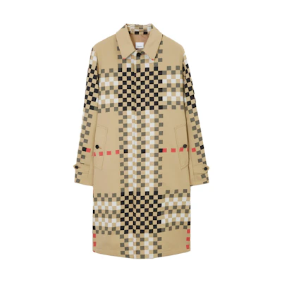 Burberry SS23 Check Nylon Lightweight Long Coat Vintage Beige. 80668381