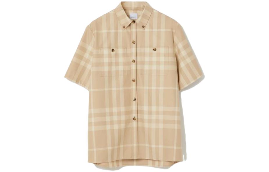 Buy Burberry SS23  Check Pattern Short Sleeve Shirt Beige 80685821