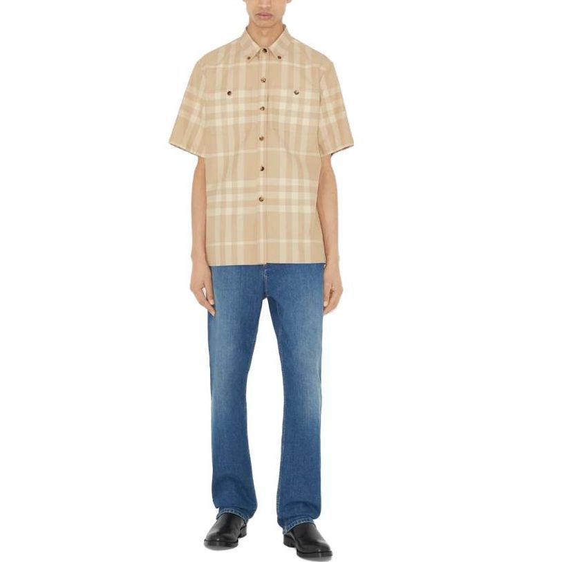 Lookbook Burberry SS23  Check Pattern Short Sleeve Shirt Beige 80685821