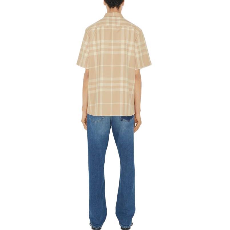 Purchase Burberry SS23  Check Pattern Short Sleeve Shirt Beige 80685821