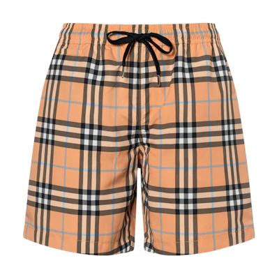 Burberry SS23 Check Print Drawstring Swim Shorts in Dark Orange. 80707671