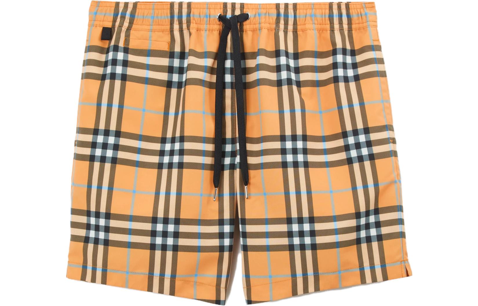 Order Burberry SS23 深橙色格紋抽繩泳褲。 80707671
