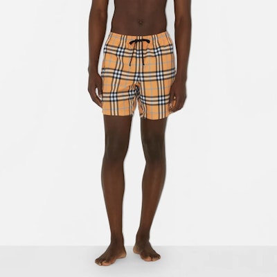 Burberry SS23 深橙色格紋抽繩泳褲。 80707671 Lookbook Burberry SS23 深橙色格紋抽繩泳褲。 80707671