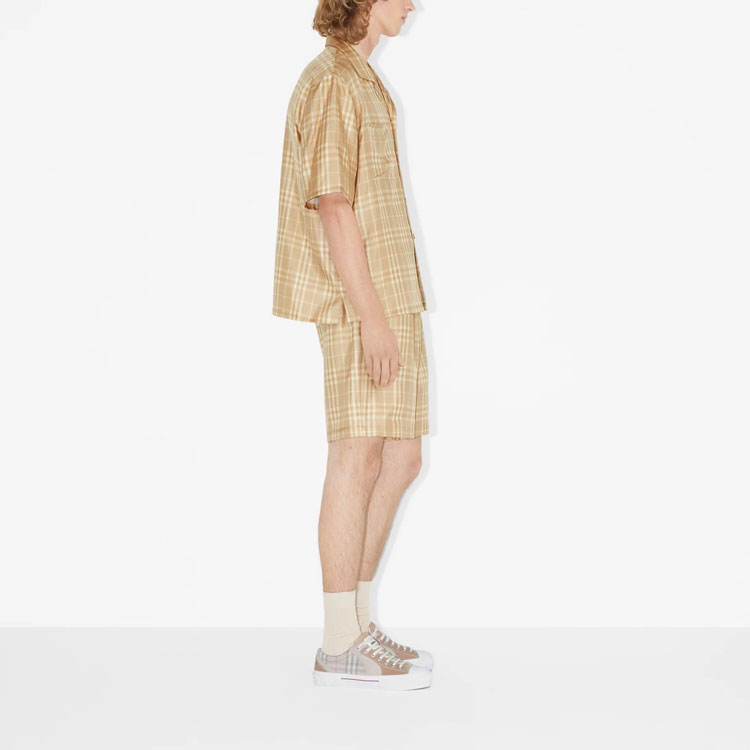 Purchase バーバリー SS23 チェック シルクツイル ドローストリング ショーツ ソフトベージュブラウン。 80688521