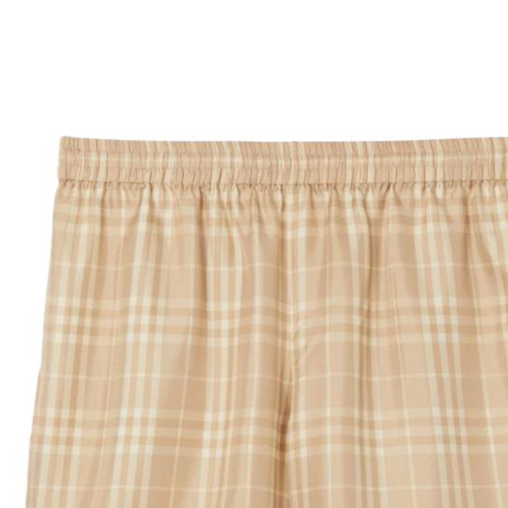 Details for バーバリー SS23 チェック シルクツイル ドローストリング ショーツ ソフトベージュブラウン。 80688521