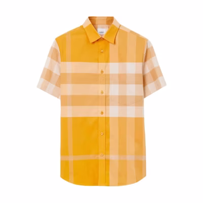 Burberry SS23 Check Single-Breasted Shirt Marigold Yellow. 80699931