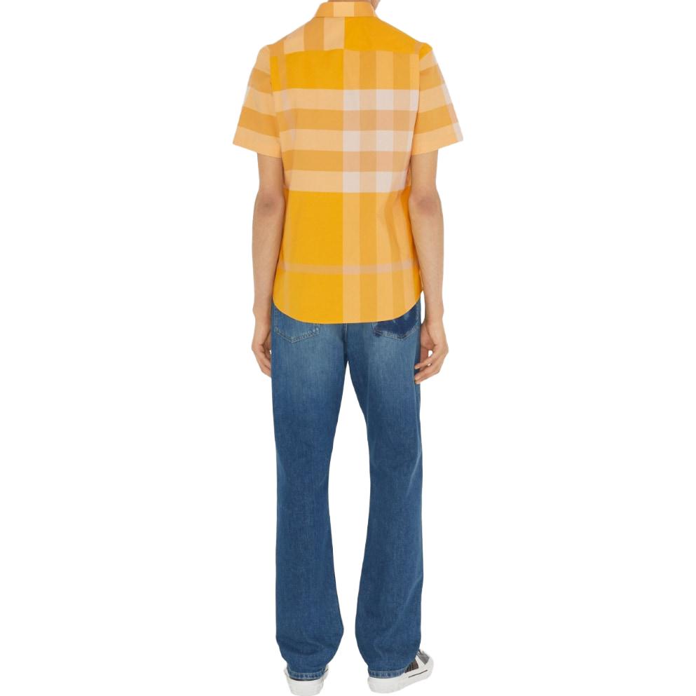 Shop Burberry SS23 格紋單排扣襯衫 金盞花黃色. 80699931