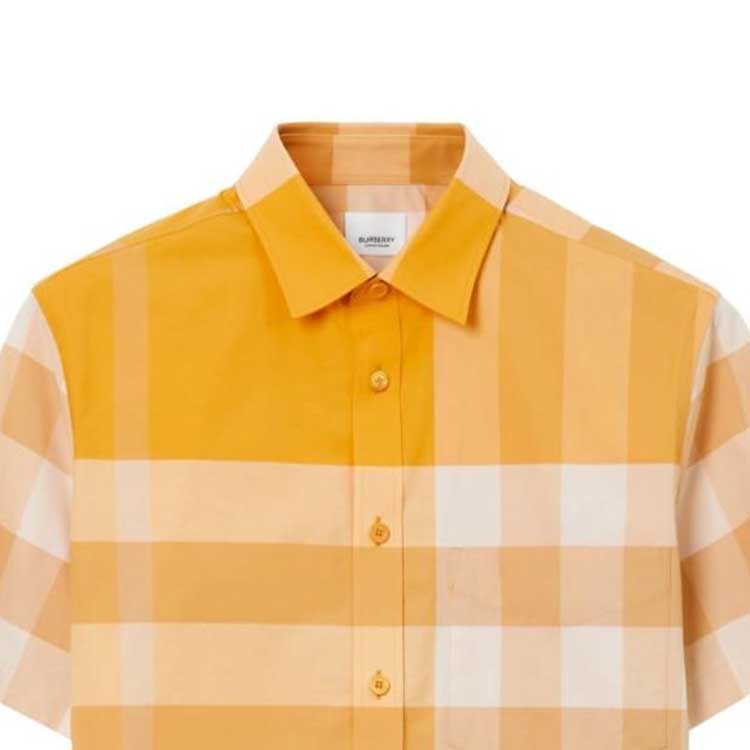 Cheap Burberry SS23 格紋單排扣襯衫 金盞花黃色. 80699931