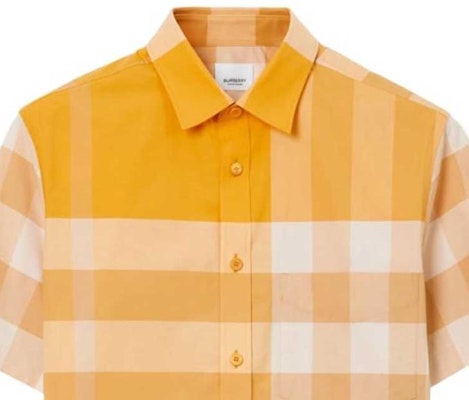 Burberry SS23 Check Single-Breasted Shirt Marigold Yellow. 80699931 Cheap Burberry SS23 Check Single-Breasted Shirt Marigold Yellow. 80699931