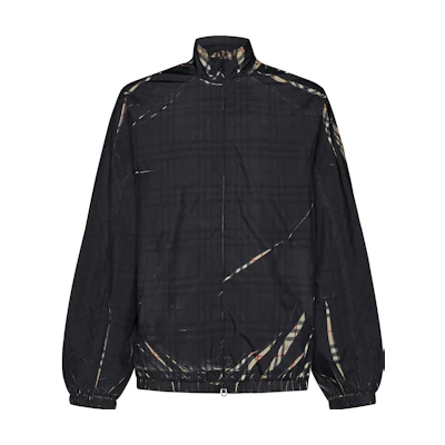 Burberry SS23 Check Turtleneck Zip-Up Jacket Black 8071071A7028
