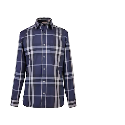 Burberry SS23 Classic Check Cotton Long Sleeve Shirt Blue 39835411