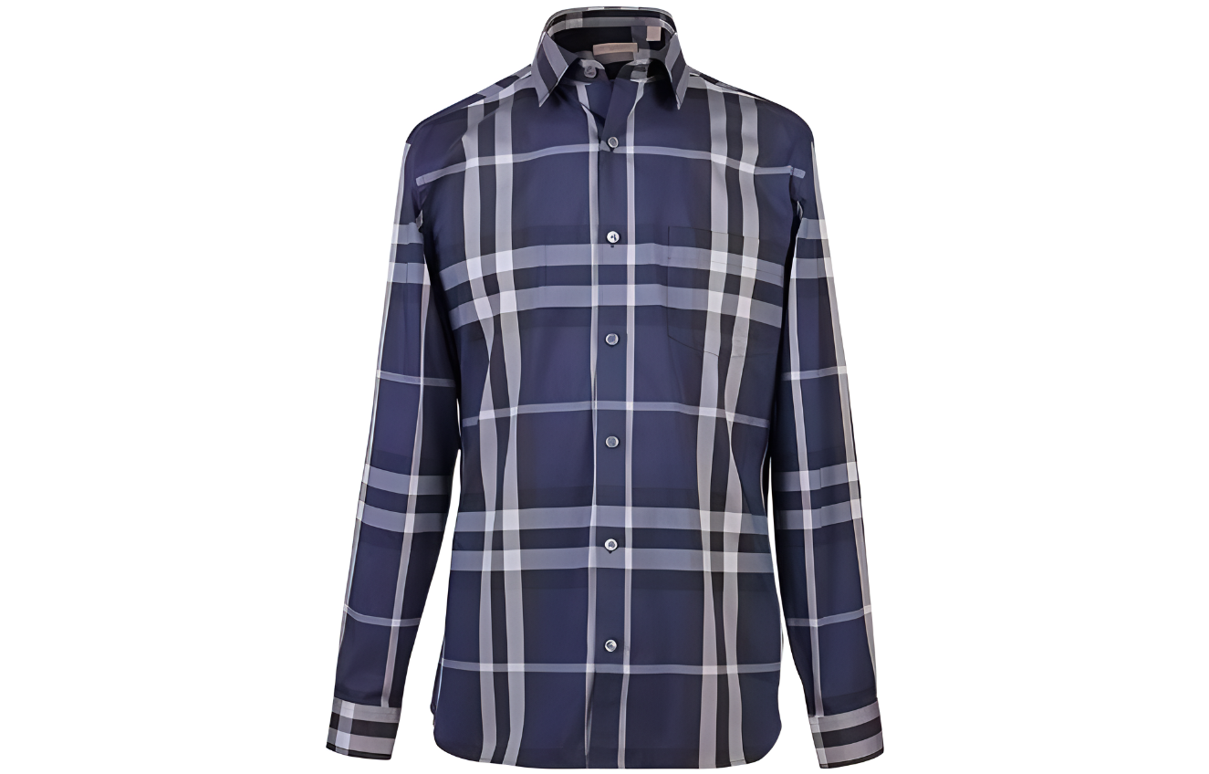 Order Camisa Burberry SS23 Clásica de Algodón a Cuadros de Manga Larga Azul 39835411