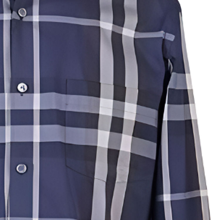 Details for Camisa Burberry SS23 Clásica de Algodón a Cuadros de Manga Larga Azul 39835411