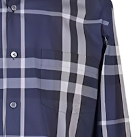 Camisa Burberry SS23 Clásica de Algodón a Cuadros de Manga Larga Azul 39835411 Details for Camisa Burberry SS23 Clásica de Algodón a Cuadros de Manga Larga Azul 39835411