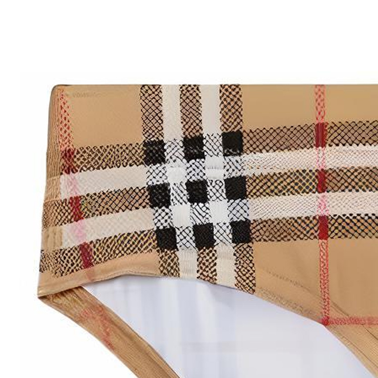 Purchase Burberry SS23  Classic Check Drawstring Swim Briefs Brown 80735691