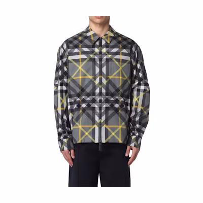 Burberry SS23 Colorblock Striped Button-Up Long-Sleeve Shirt Grey 80637601