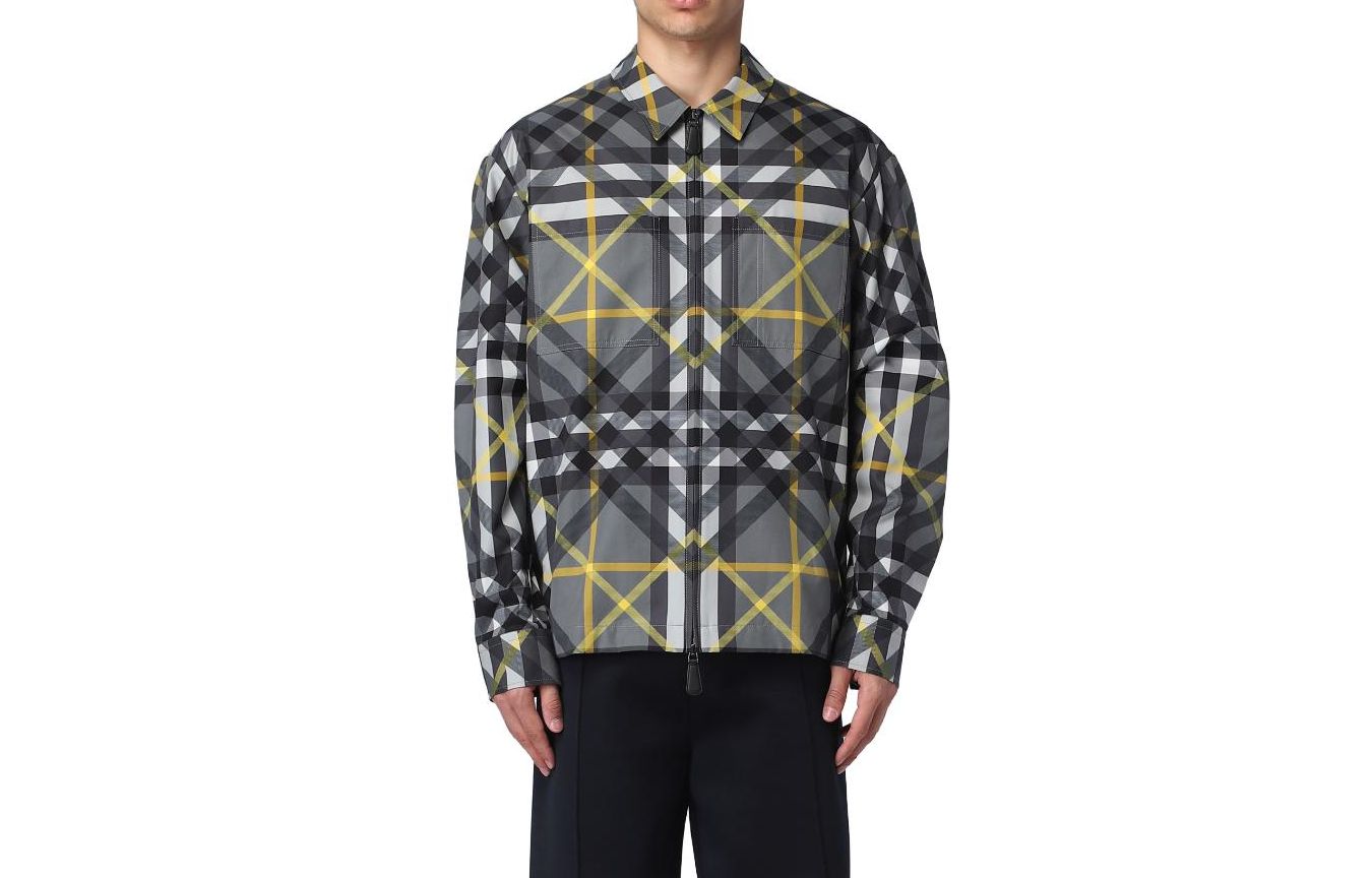 Burberry SS23  Colorblock Striped Button-Up Long-Sleeve Shirt Grey 80637601 圖 2