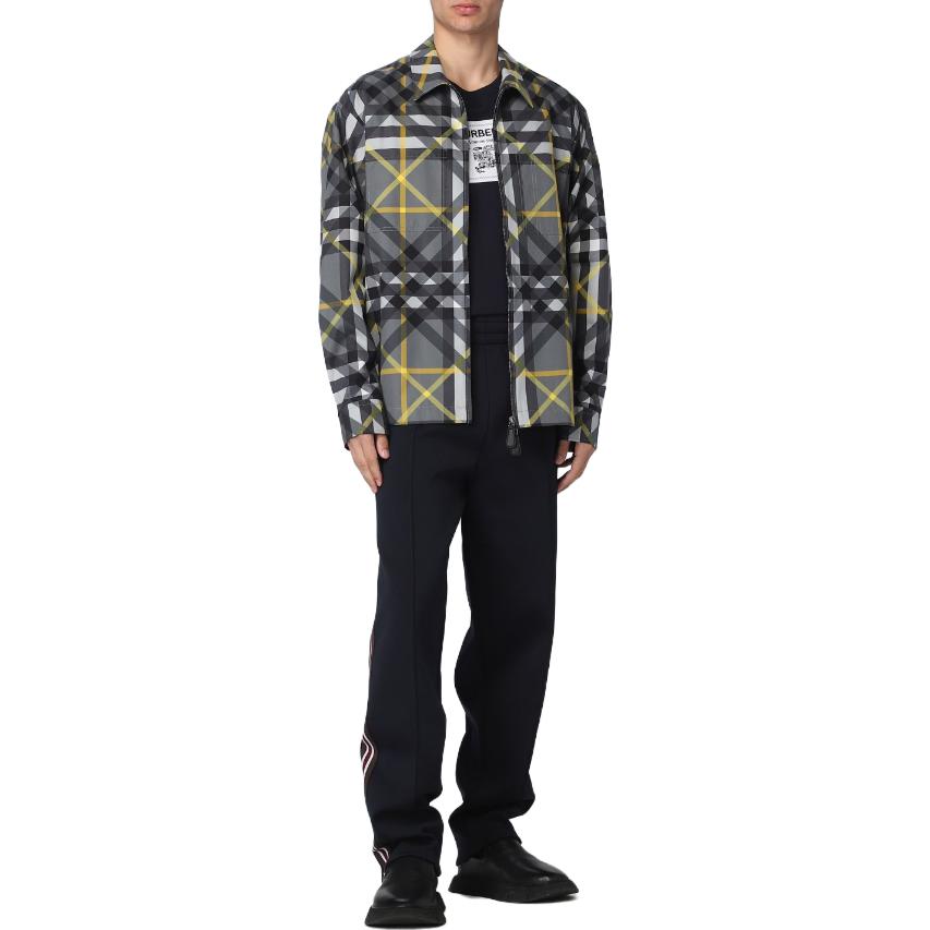 Burberry SS23  Colorblock Striped Button-Up Long-Sleeve Shirt Grey 80637601 圖 3