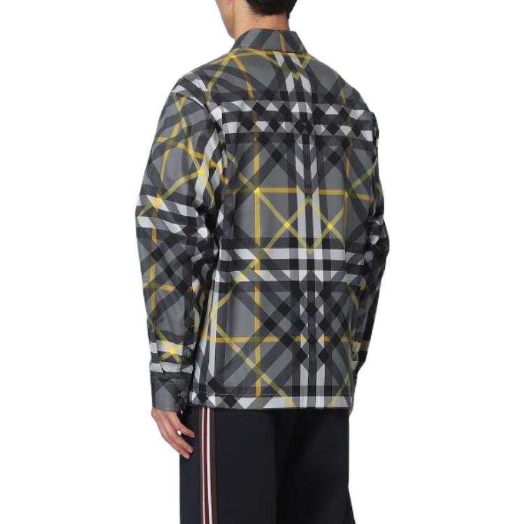 Burberry SS23  Colorblock Striped Button-Up Long-Sleeve Shirt Grey 80637601 圖 4