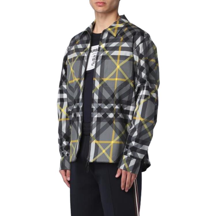 Burberry SS23  Colorblock Striped Button-Up Long-Sleeve Shirt Grey 80637601 圖 5