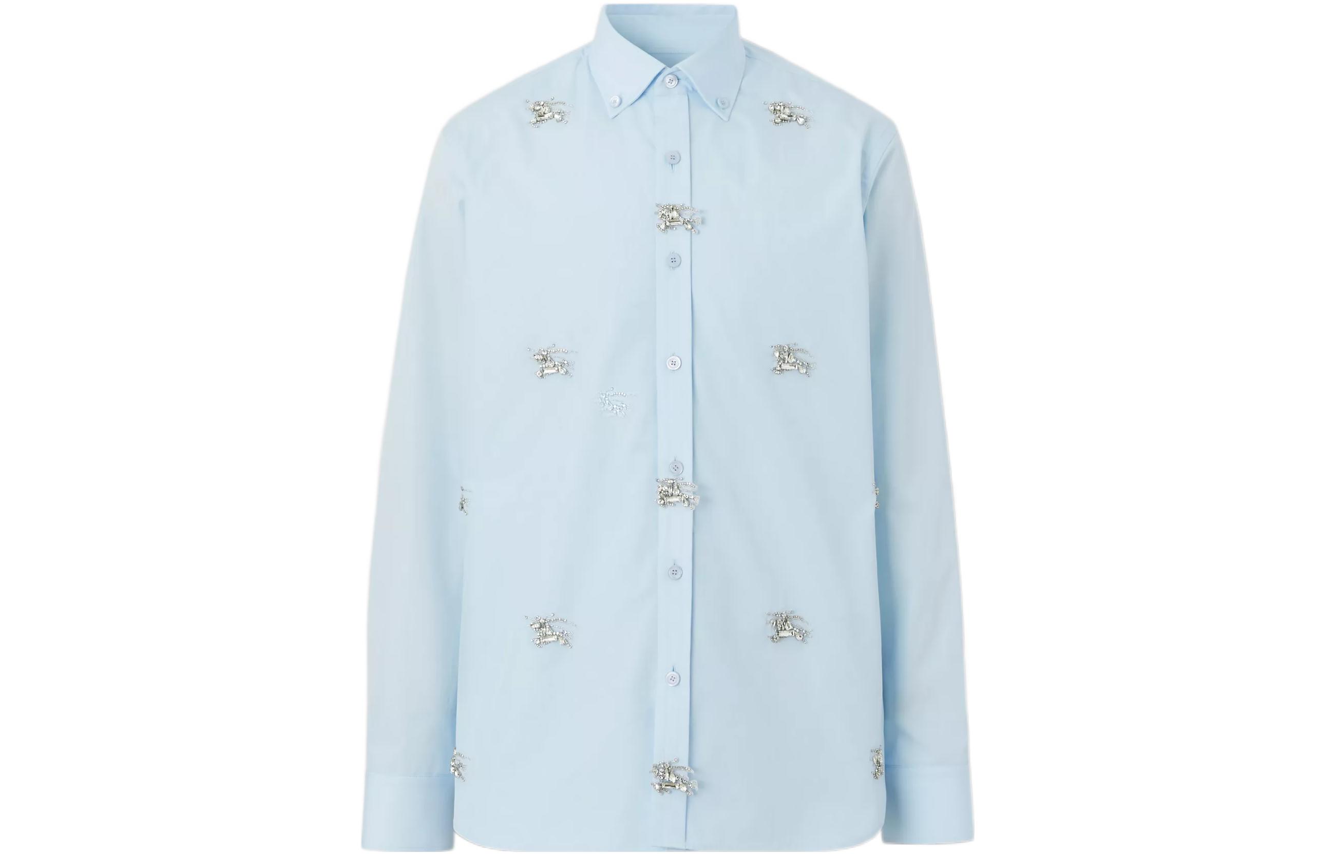 Burberry SS23  Crystal-Embellished Slim Fit Long Sleeve Shirt Light Blue 80641081