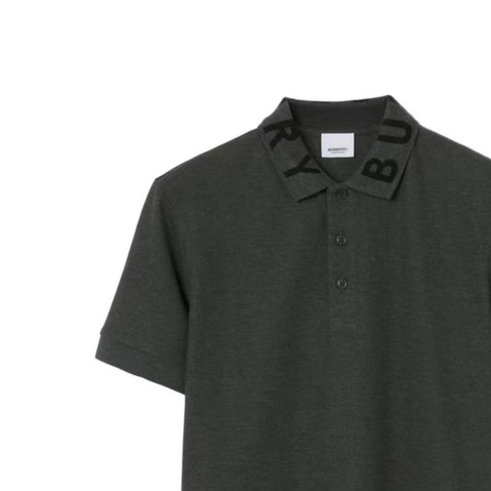Cheap Burberry SS23 Polo Gris Oscuro Manga Corta con Detalle de Logo. 80675401