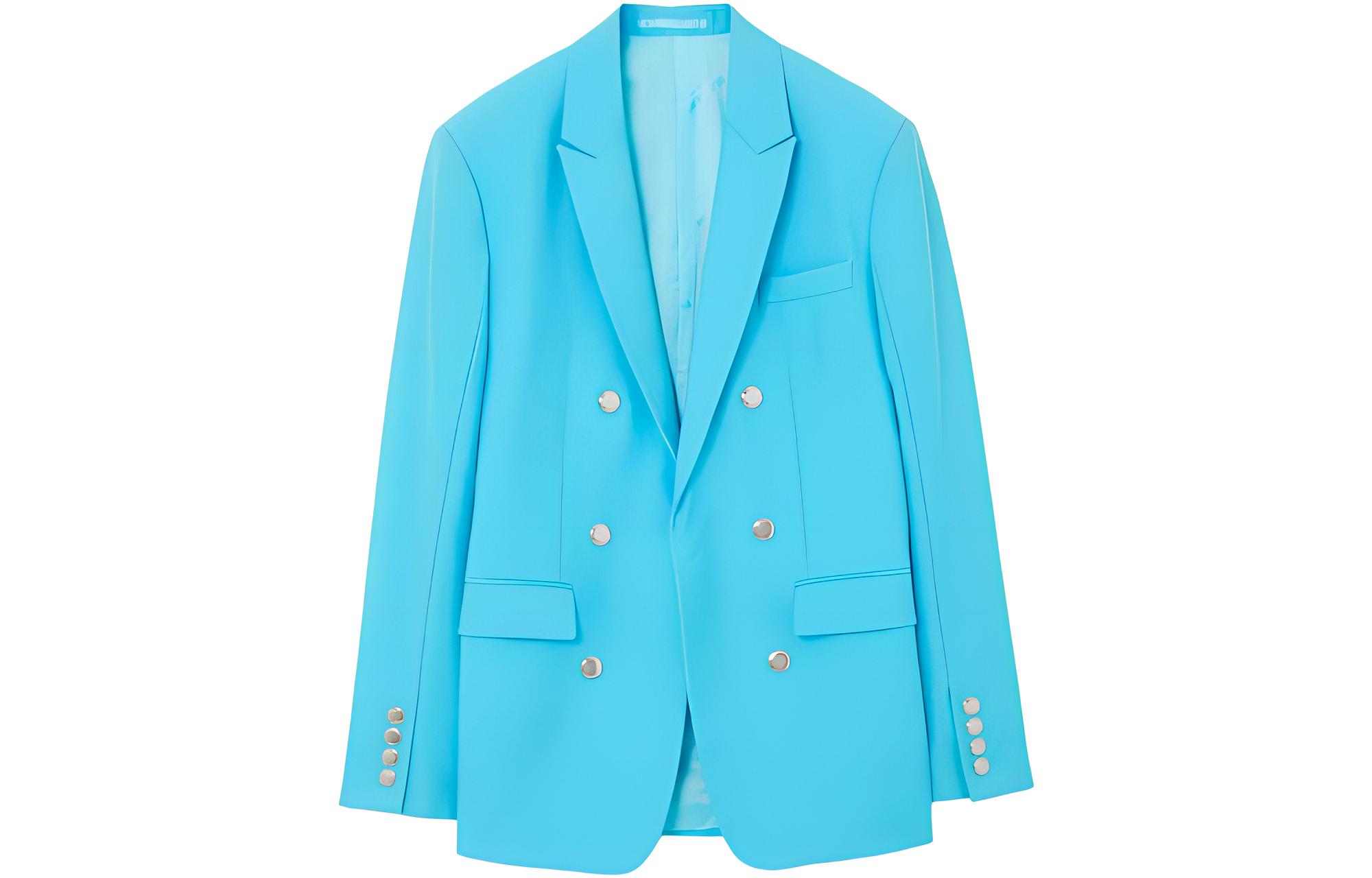 Burberry SS23  Double-Breasted Blazer with Metal Buttons Blue 80701601