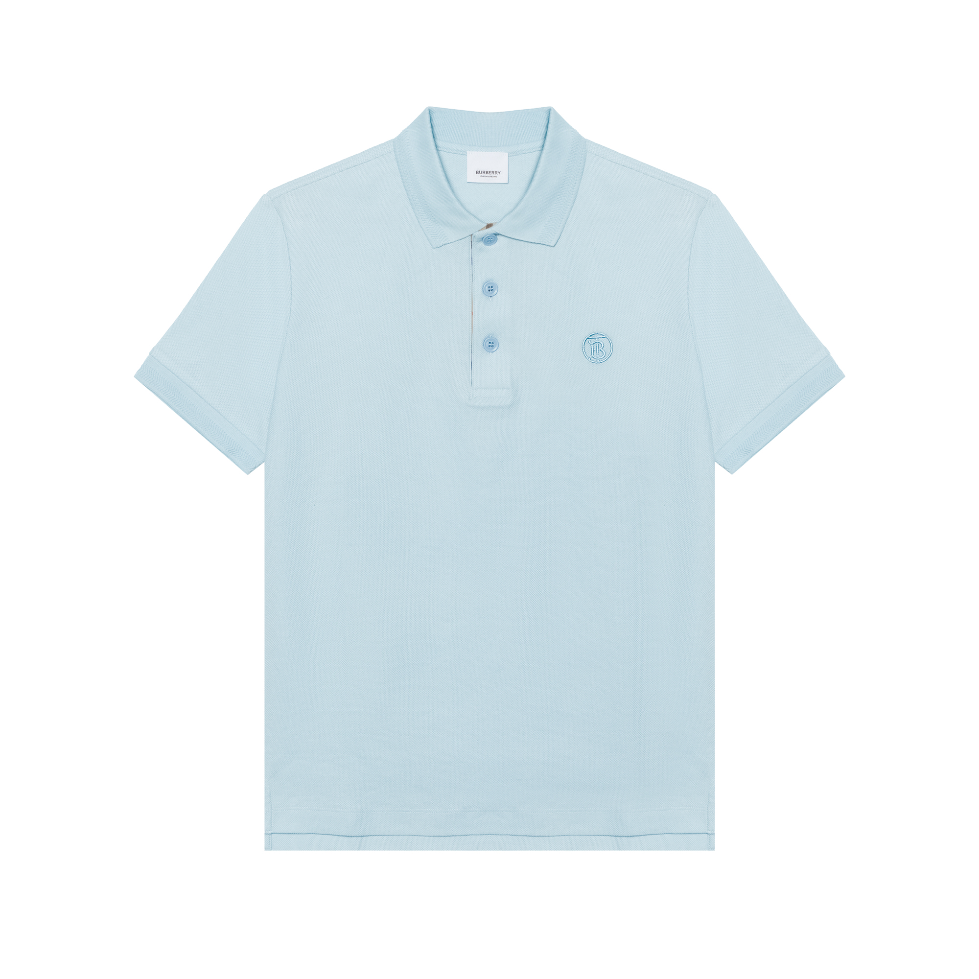 Burberry SS23  Duck Egg Blue Button-Up Short-Sleeve Polo Shirt. 80654041