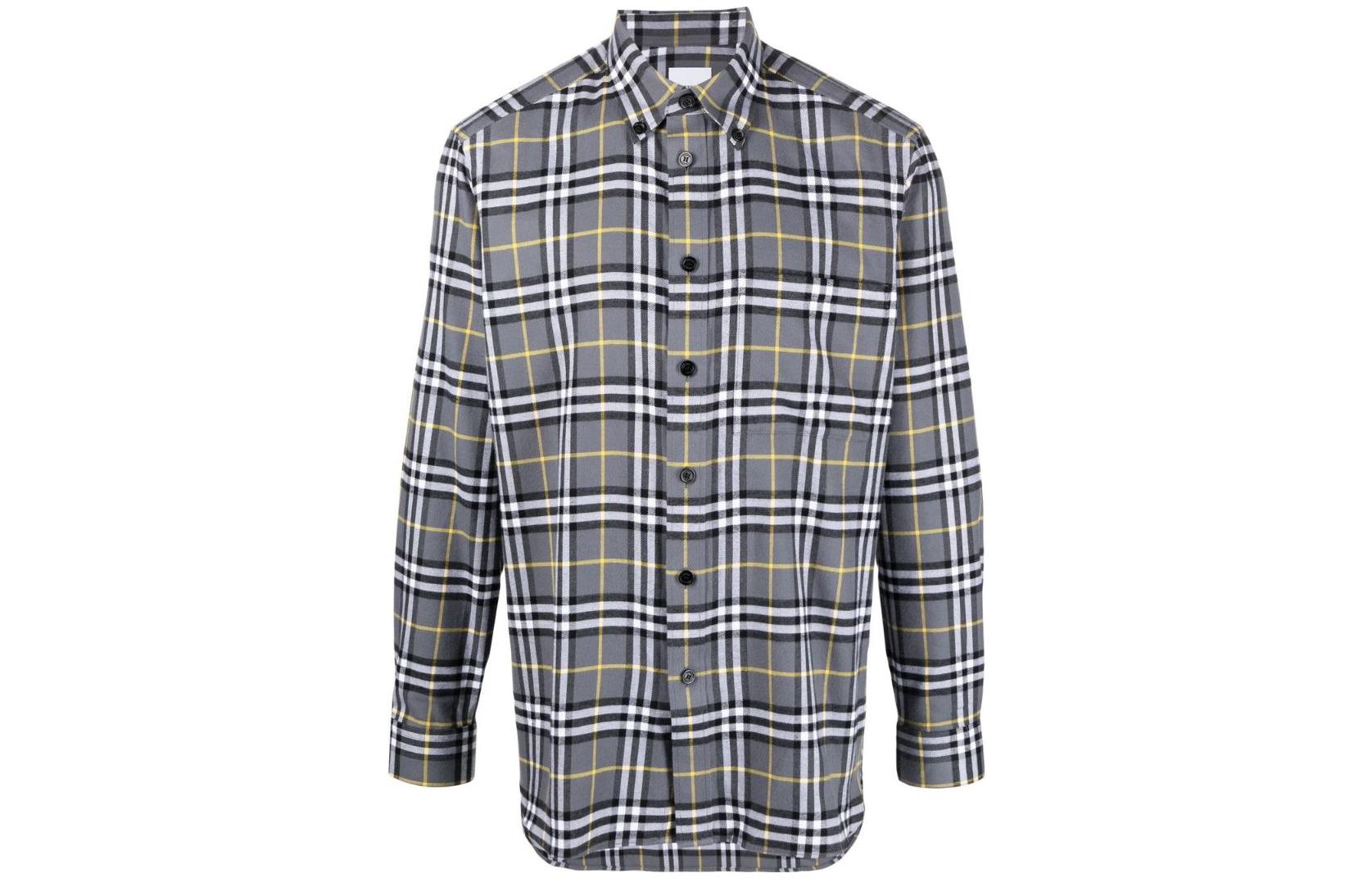 Burberry SS23  Gray Check Detail Long-Sleeve Shirt. 80648841