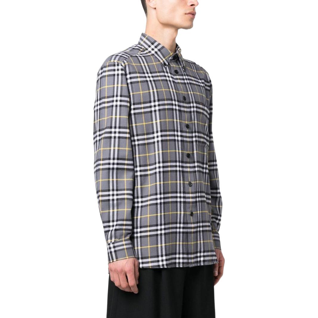 Purchase 버버리 SS23 그레이 체크 디테일 긴팔 셔츠. 80648841