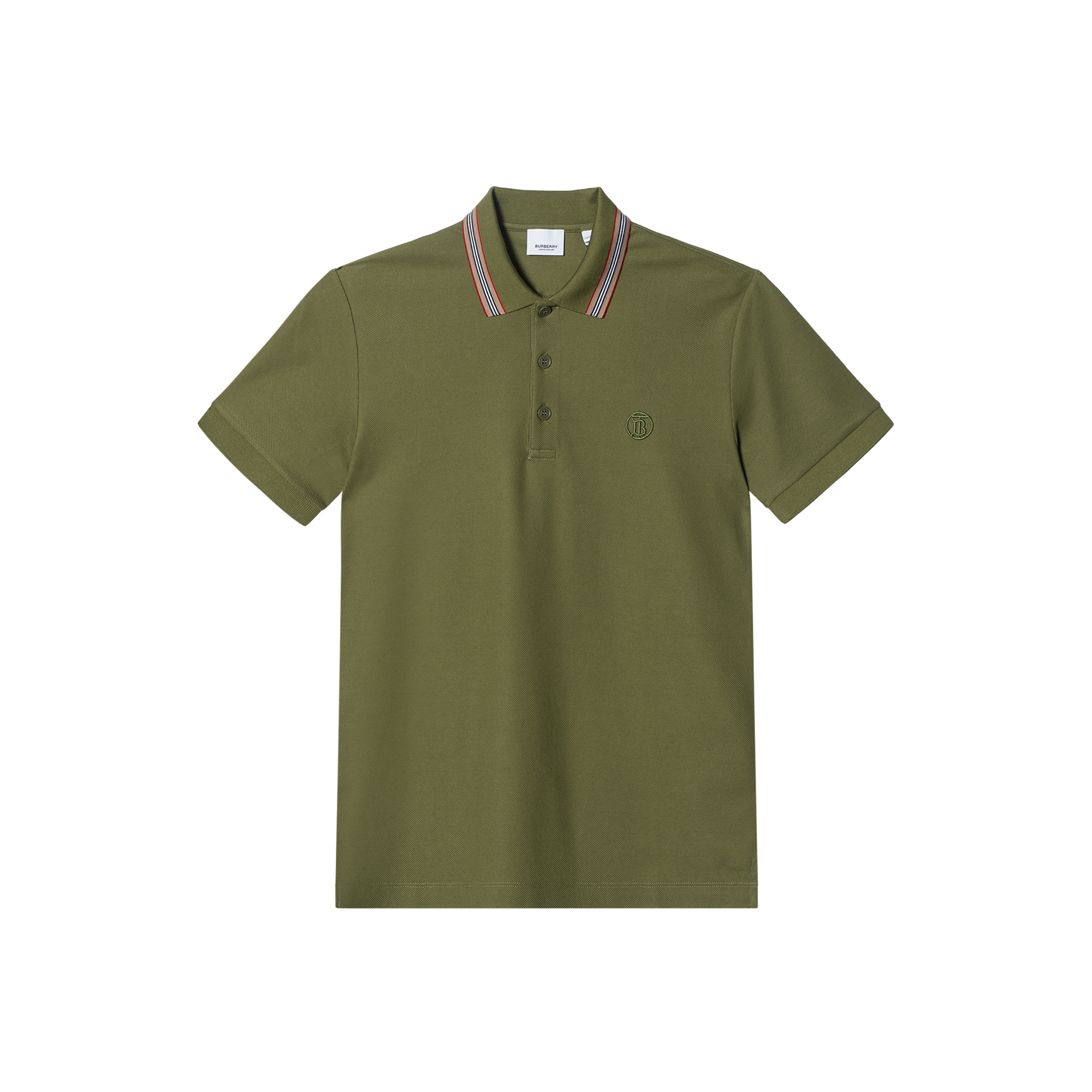 Order Burberry SS23  Green Polo Shirt with Iconic Stripe Collar Design. 80642061