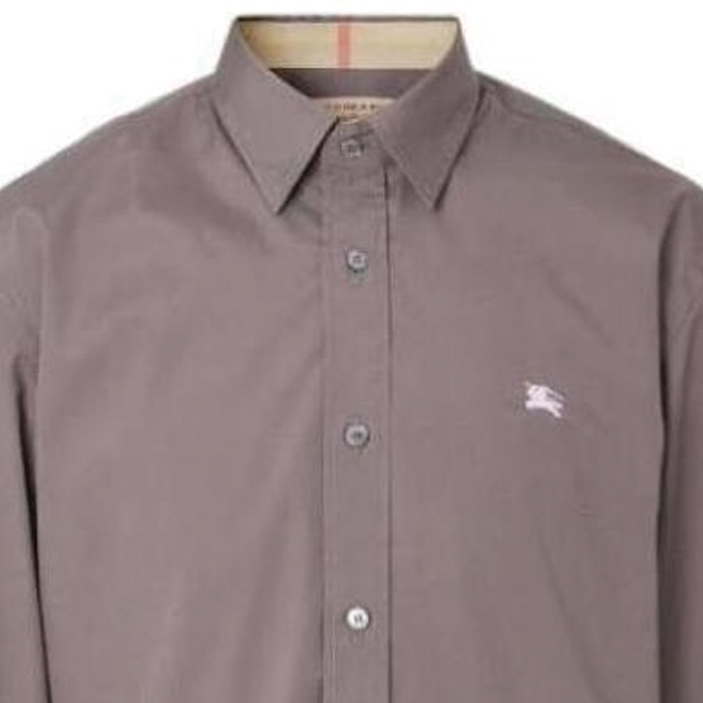 Lookbook Burberry SS23  Grey Long-Sleeve Shirt with Logo Embroidery Casual Style 80362871