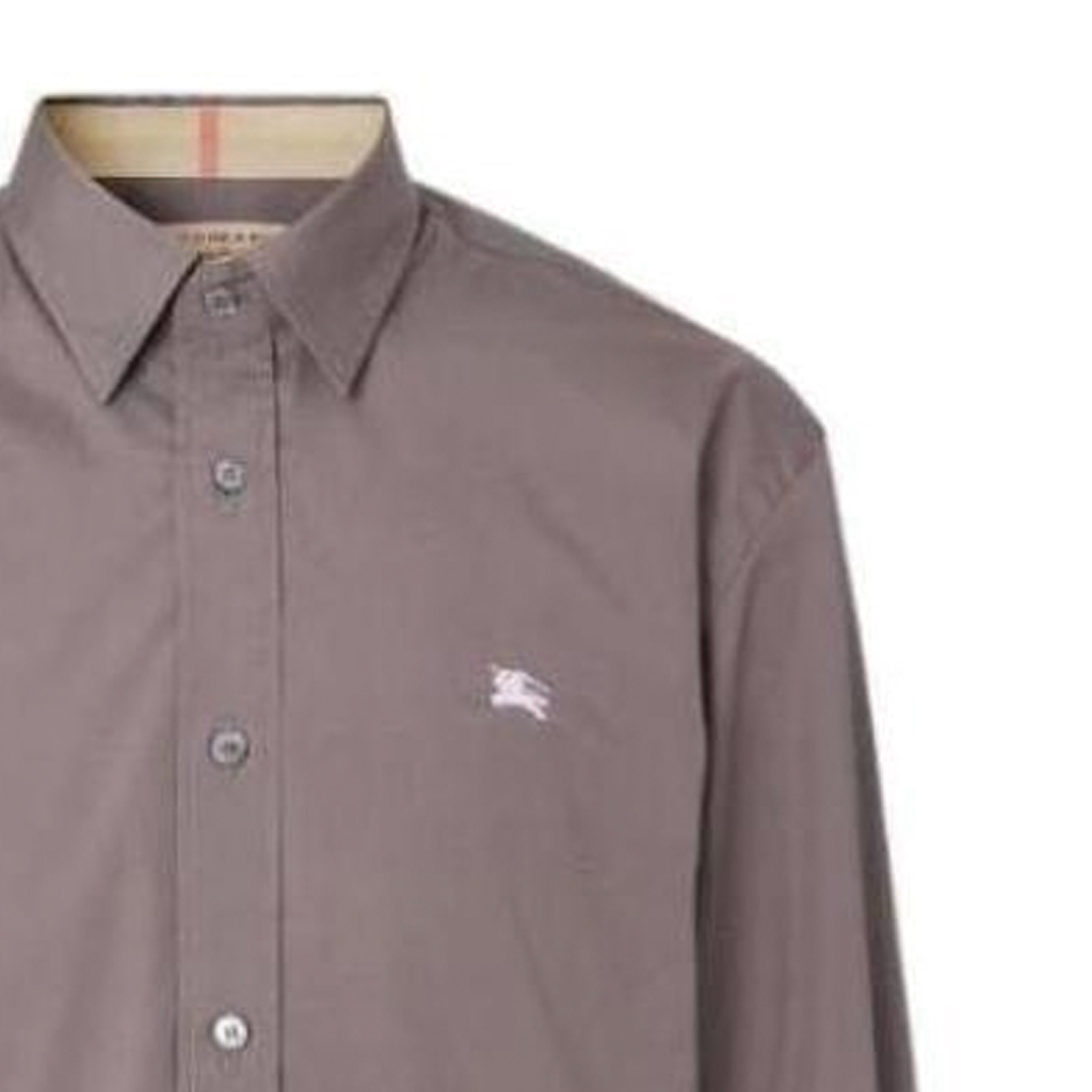 Sizing Burberry SS23  Grey Long-Sleeve Shirt with Logo Embroidery Casual Style 80362871