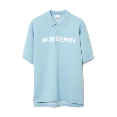 Burberry SS23 Light Blue Polo Shirt with Letter Logo Print. 80655711