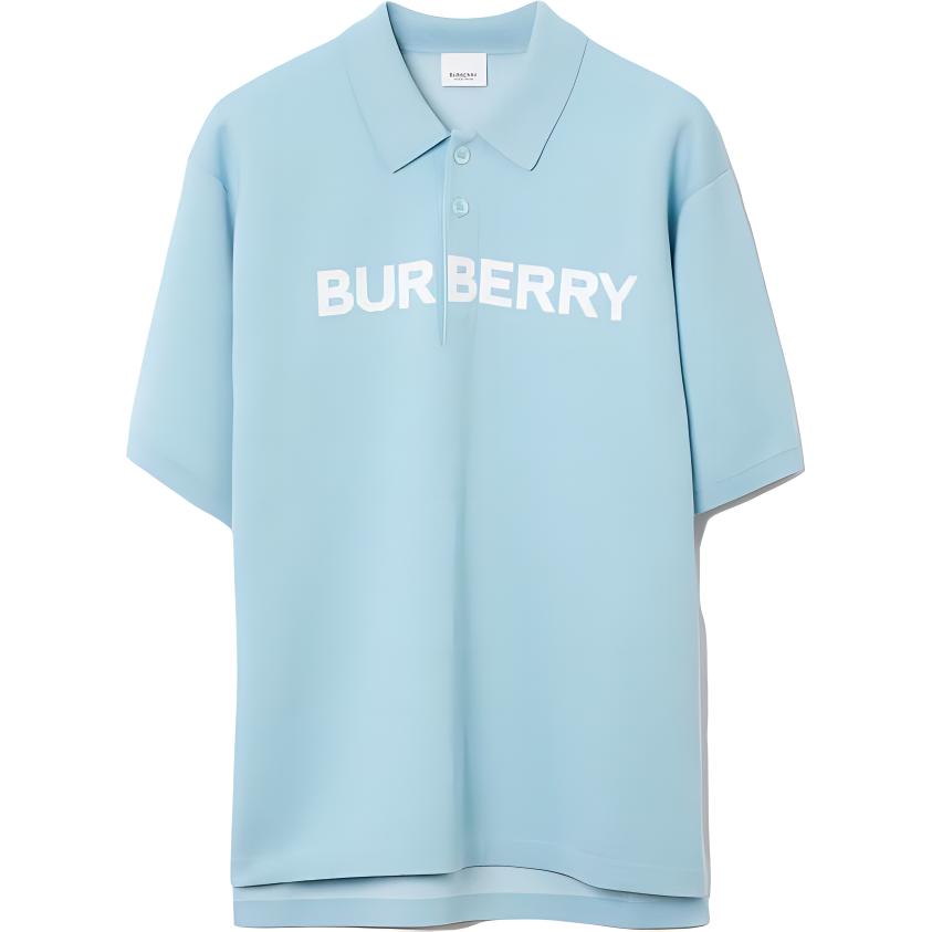 Order Burberry SS23 Camiseta Polo Azul Claro con Logo de Letras. 80655711