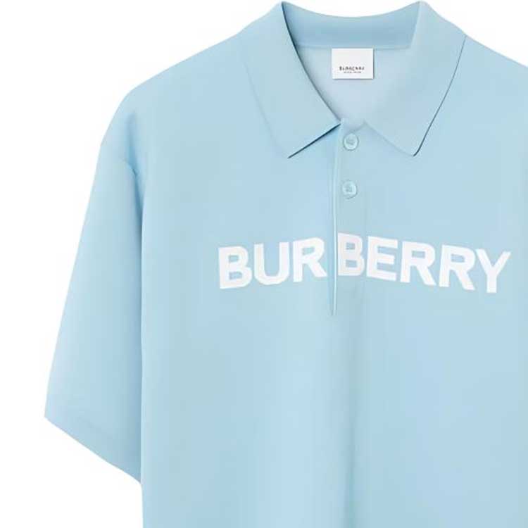 Cheap Burberry SS23 Camiseta Polo Azul Claro con Logo de Letras. 80655711