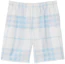 Buy Burberry SS23 Light Sky Blue Check Elastic Waist Straight Shorts 80659571