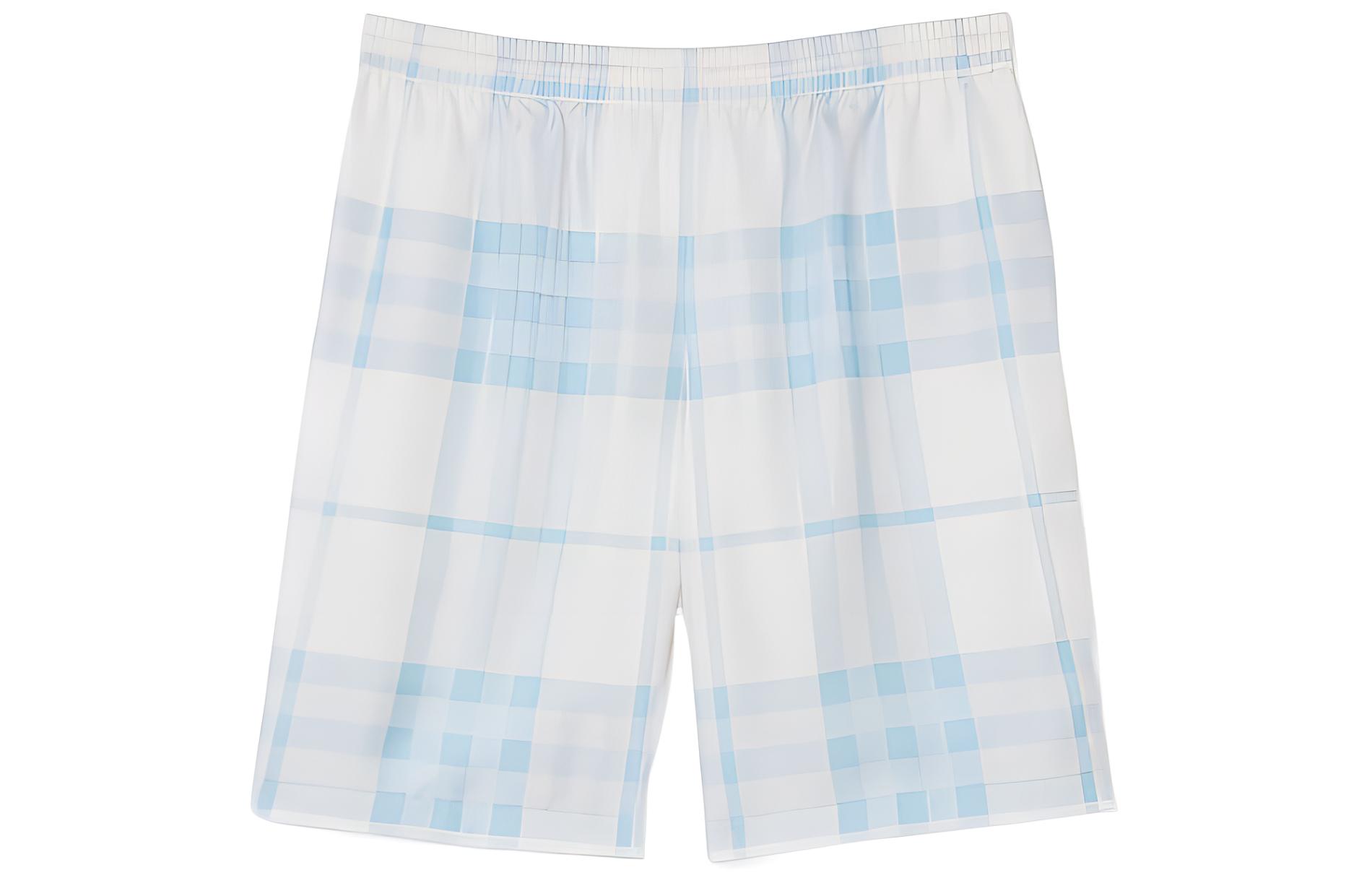 Burberry SS23  Light Sky Blue Check Elastic Waist Straight Shorts 80659571 圖 2