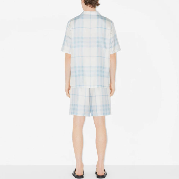 Burberry SS23  Light Sky Blue Check Elastic Waist Straight Shorts 80659571 圖 4