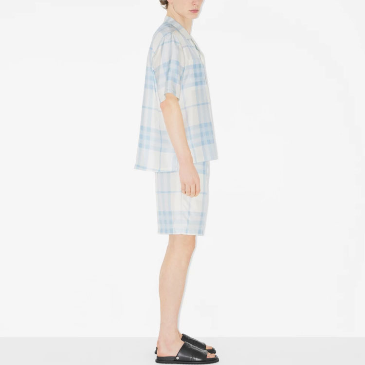 Burberry SS23  Light Sky Blue Check Elastic Waist Straight Shorts 80659571 圖 5