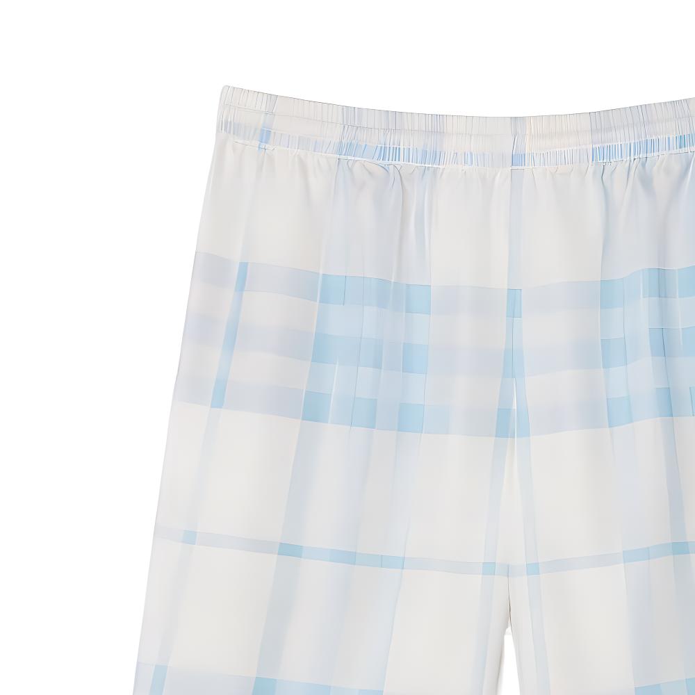 Burberry SS23  Light Sky Blue Check Elastic Waist Straight Shorts 80659571 圖 7