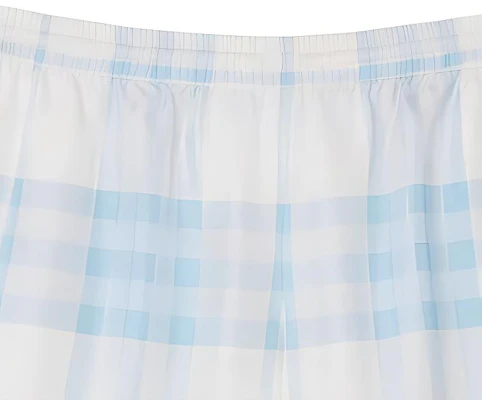 Burberry SS23 Light Sky Blue Check Elastic Waist Straight Shorts 80659571 Cheap Burberry SS23 Light Sky Blue Check Elastic Waist Straight Shorts 80659571