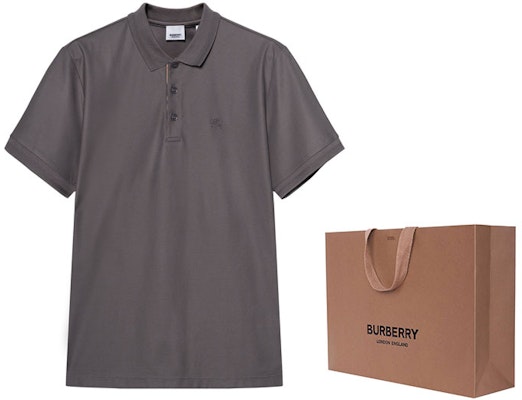 Burberry SS23 Baju Polo Lengan Pendek Logo Sulam Kelabu. 80675841 Shop Burberry SS23 Baju Polo Lengan Pendek Logo Sulam Kelabu. 80675841