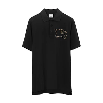 Burberry SS23 Logo Equestrian Knight Polo Shirt - Black 80706821