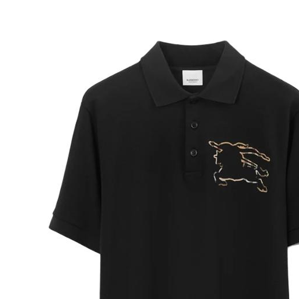 Details for Burberry SS23  Logo Equestrian Knight Polo Shirt - Black 80706821