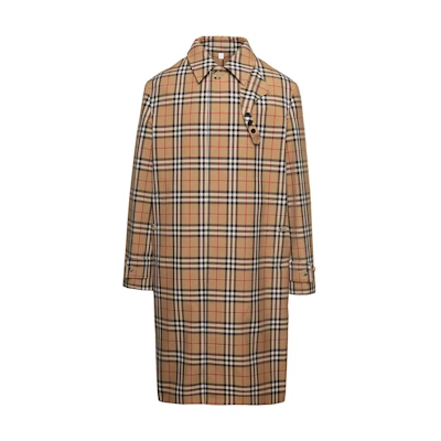 Burberry SS23 Long H-Line Trench Coat Brown Check Collar 80720171