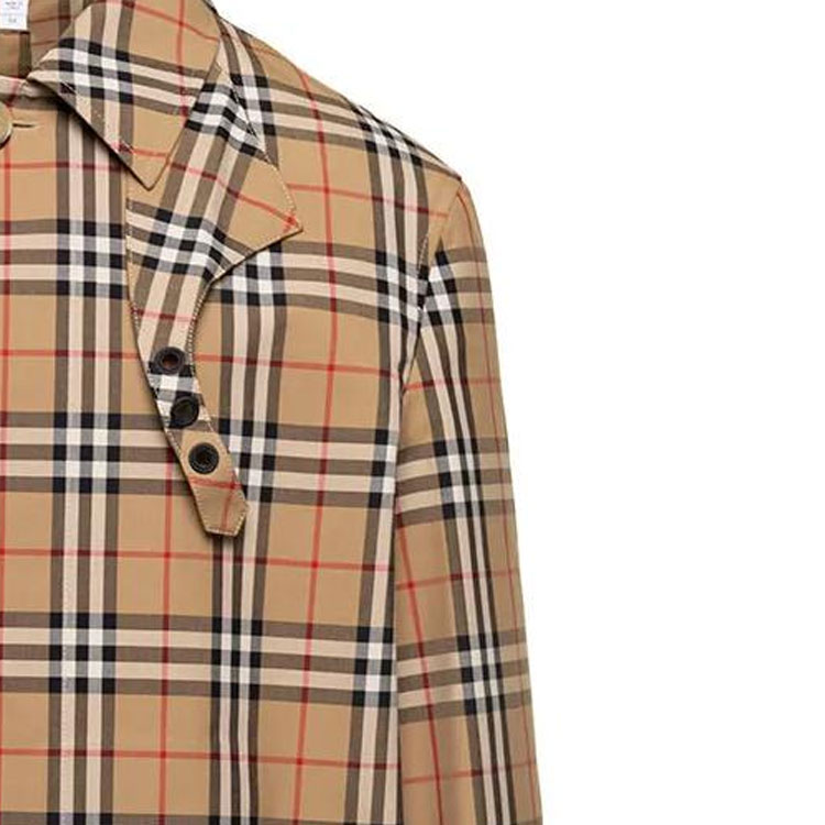 Burberry SS23  Long H-Line Trench Coat Brown Check Collar 80720171 圖 7