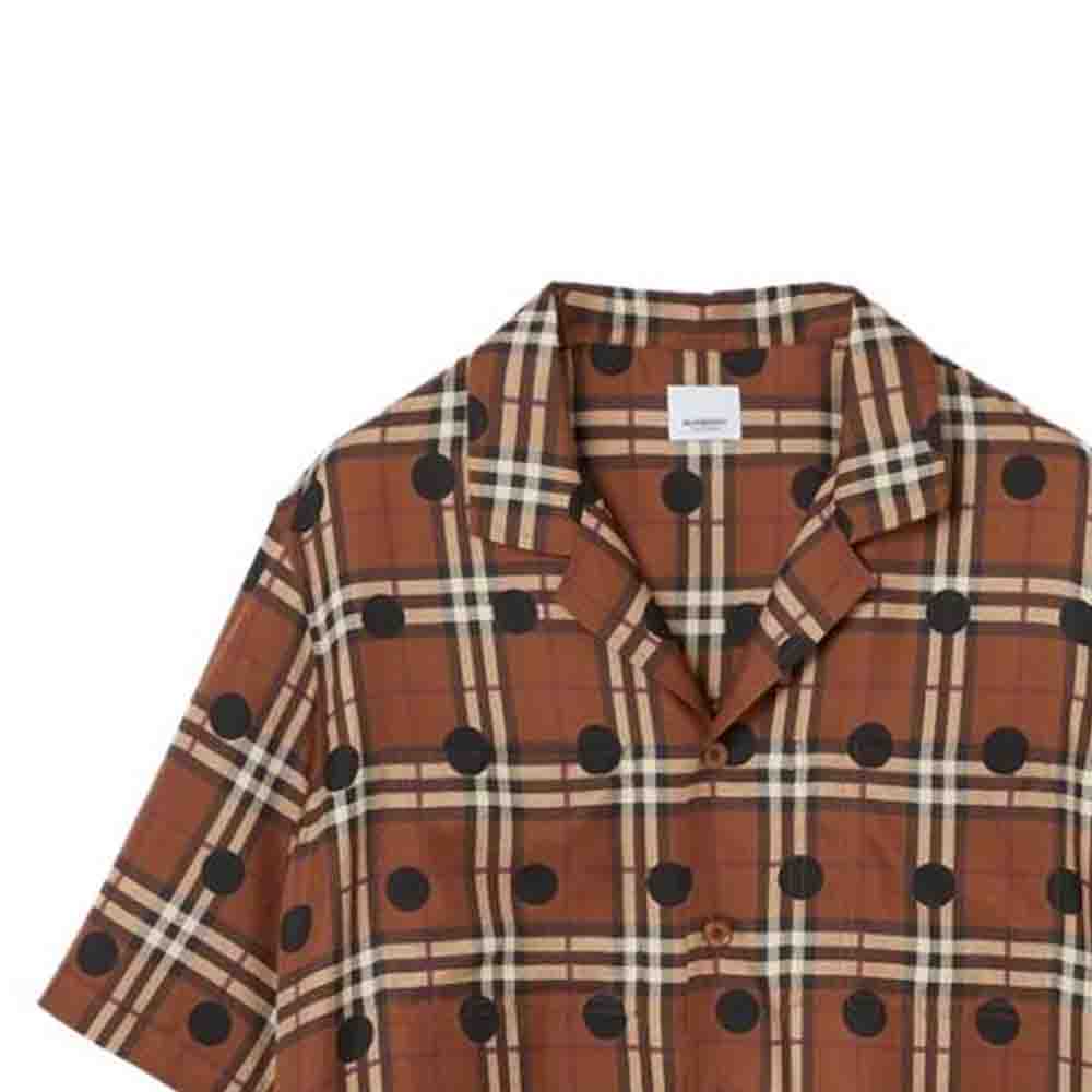 Burberry SS23  Loose-fit Shirt - Check Polka Dot in Dark Birch Brown. 80677961 圖 6